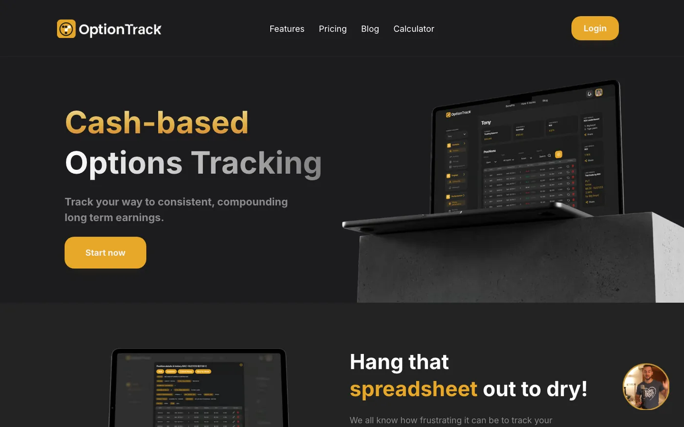 OptionTrack — Trading analytics SaaS, built by ratio.dev